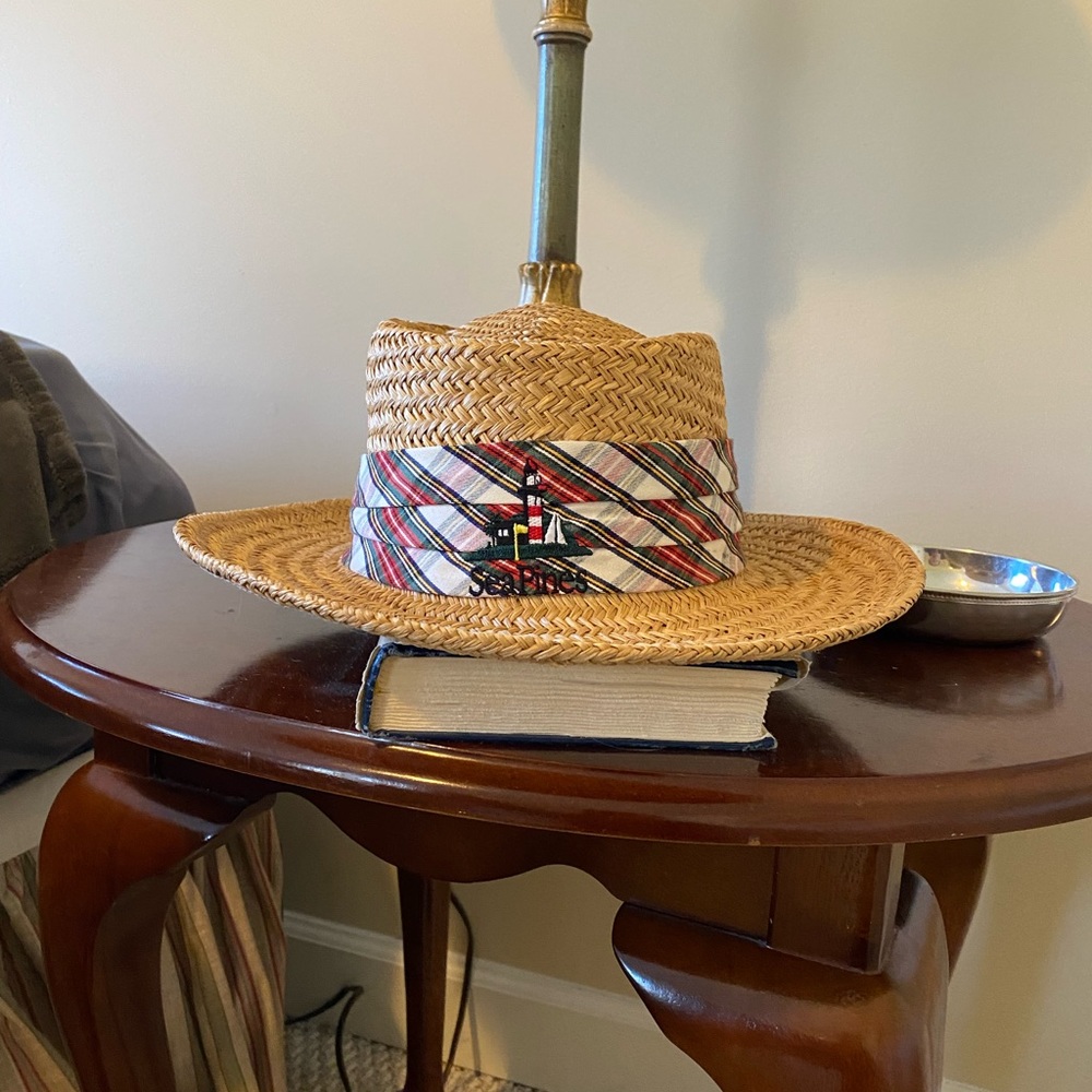 Firethorn straw hat one size ( about 22” inside head size- adjustable).